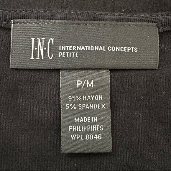 INC International Concepts Silver Chain Short Sleeves Black Tee - Picture 9 of 11